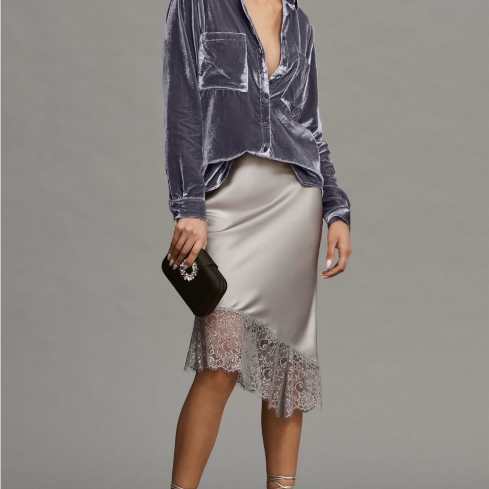 Anthropologie Pilcro velvet button down shirt.
